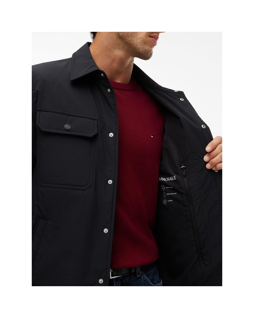 Tommy Hilfiger Blue Packable Lightweight Long-Sleeve Overshirt for men
