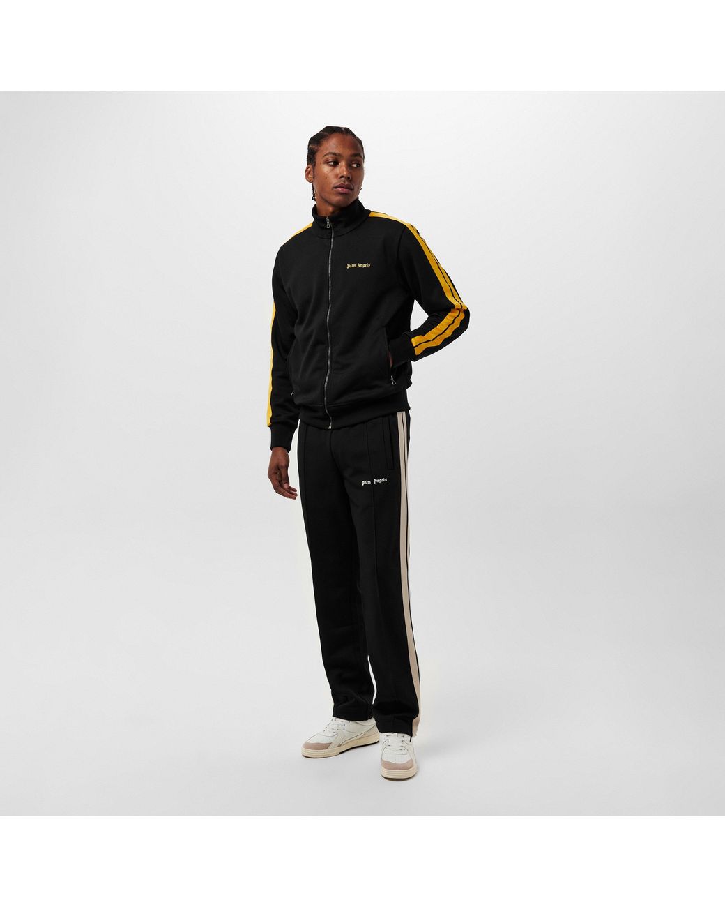 Palm Angels Black Classic Track Side Stripe Relaxed Fit Tracksuit Top for men