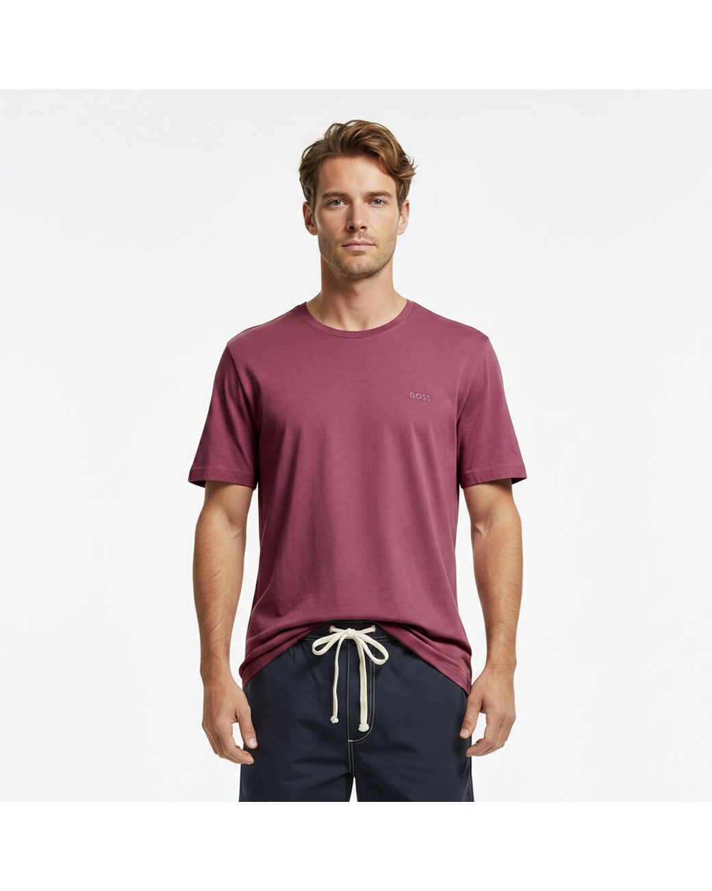 Boss Purple Tales T-Shirt With Logo Patch Premium Cotton for men