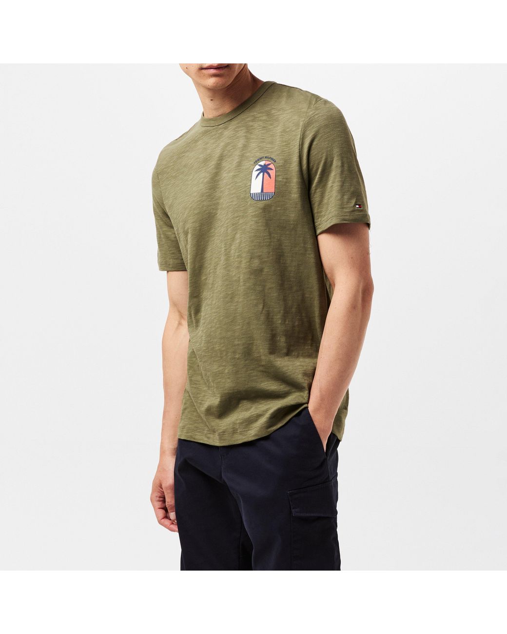 Tommy Hilfiger Green Palm Palm Print Breathable T-Shirt for men