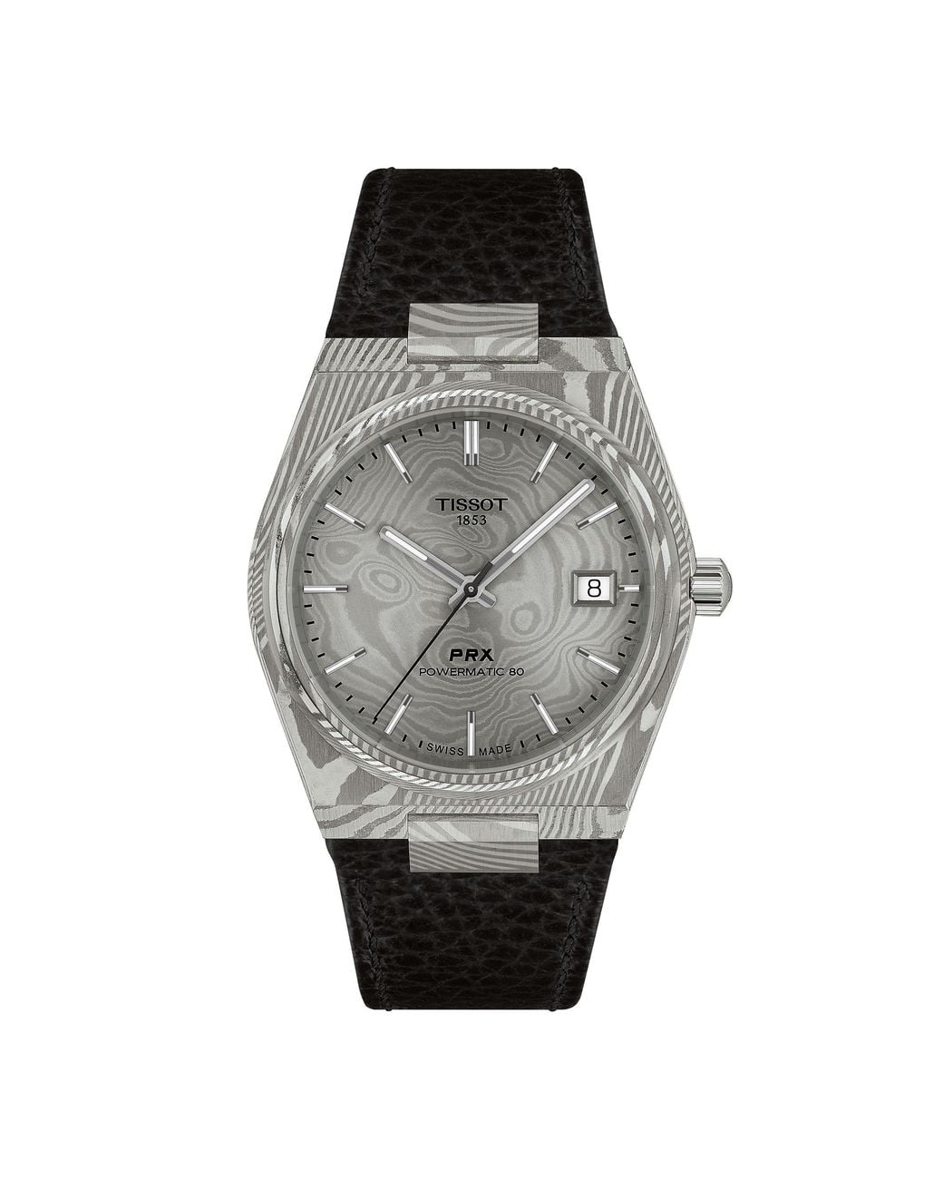 Tissot Gray Prx Damascas Damascus Steel Automatic Analogue Watch for men