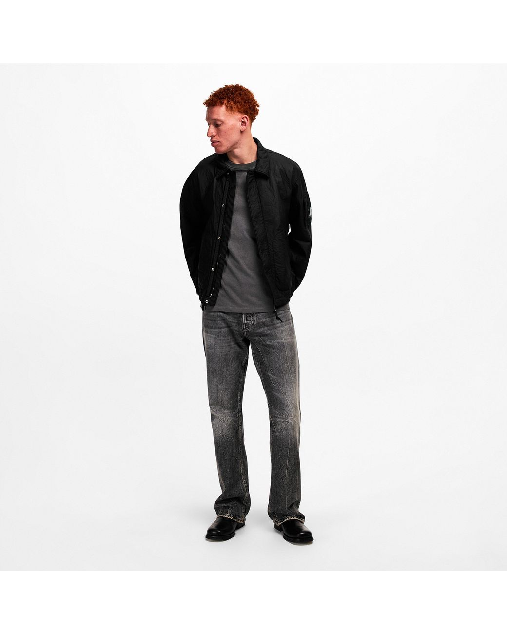 C P Company Black Feltro Bi Film Jacket for men