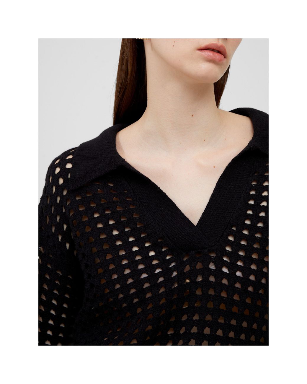 French Connection White Manda Pointelle Crew Neck Jumper