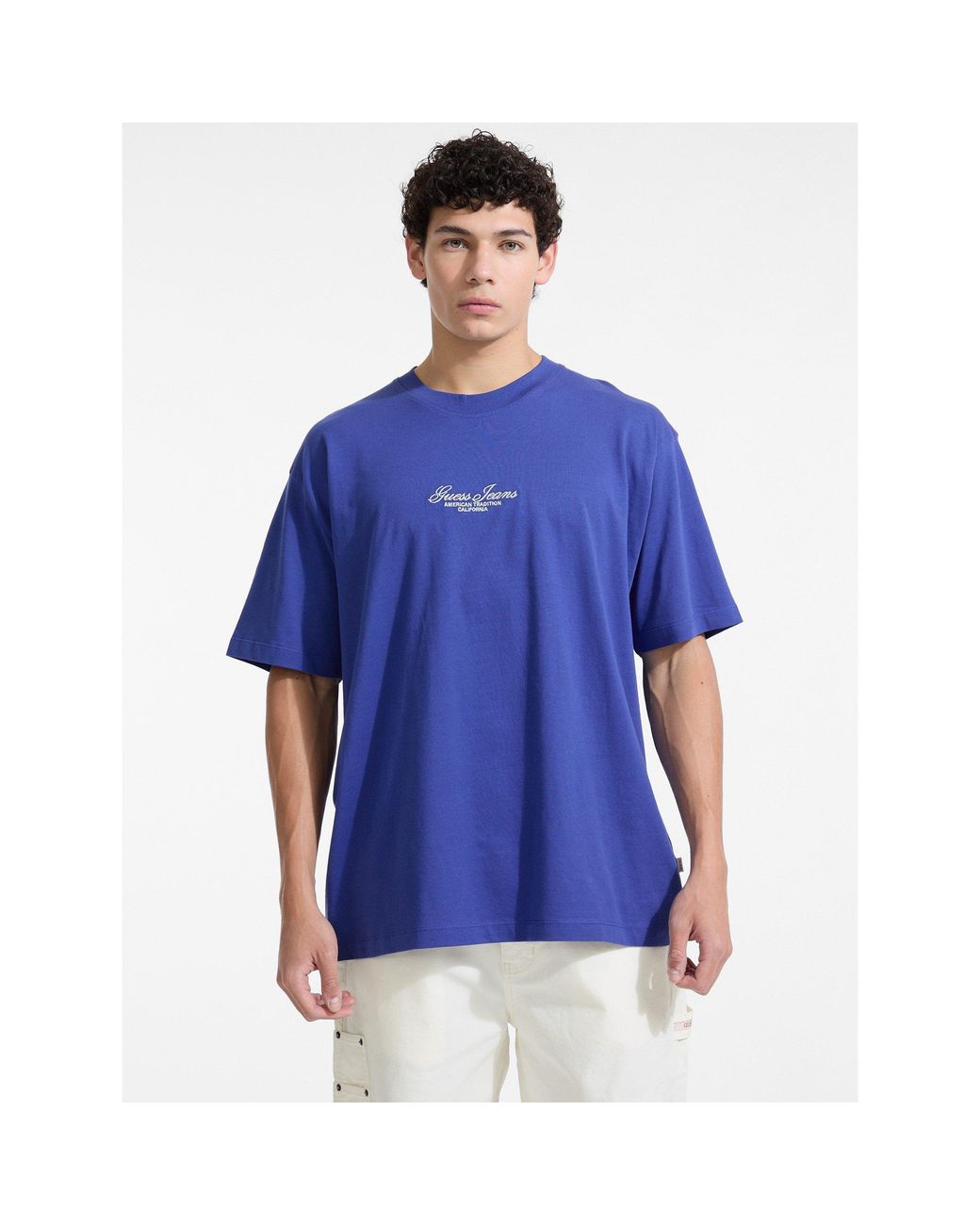 Guess Blue Script Regular Fit T-Shirt for men
