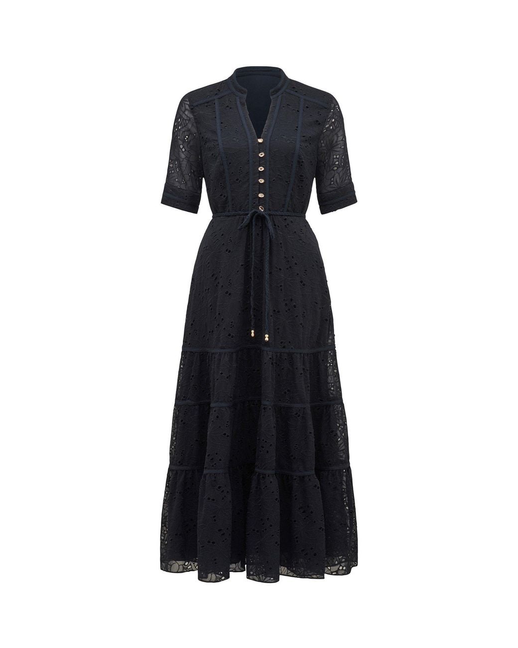 Forever New Black Rachel Embroidered Midi Dress
