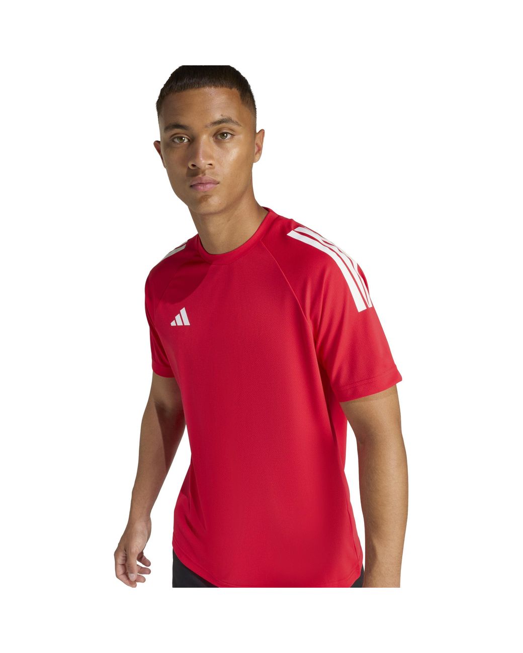 Adidas Red Classic 3 Stripe Sereno T-Shirt for men