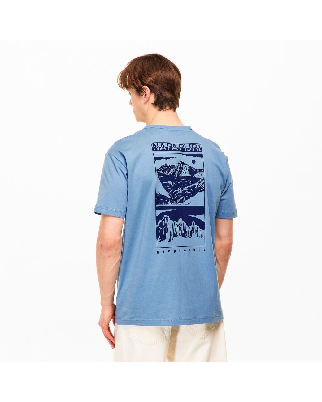 Napapijri Blue Graphic T-Shirt for men