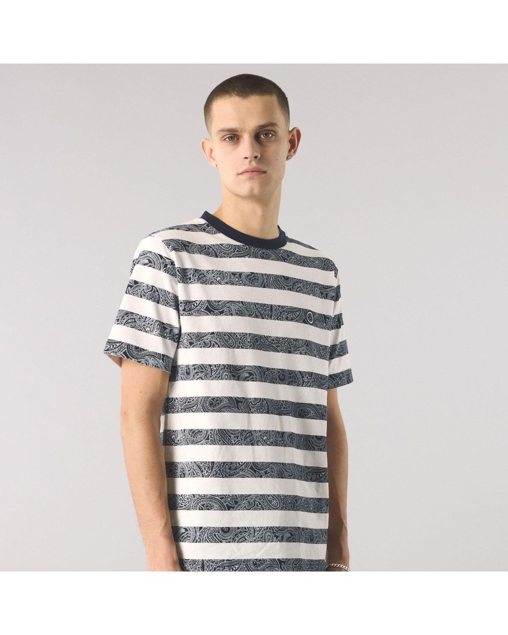 Pretty Green Blue Eclipse Stripe Regular Fit T-Shirt for men