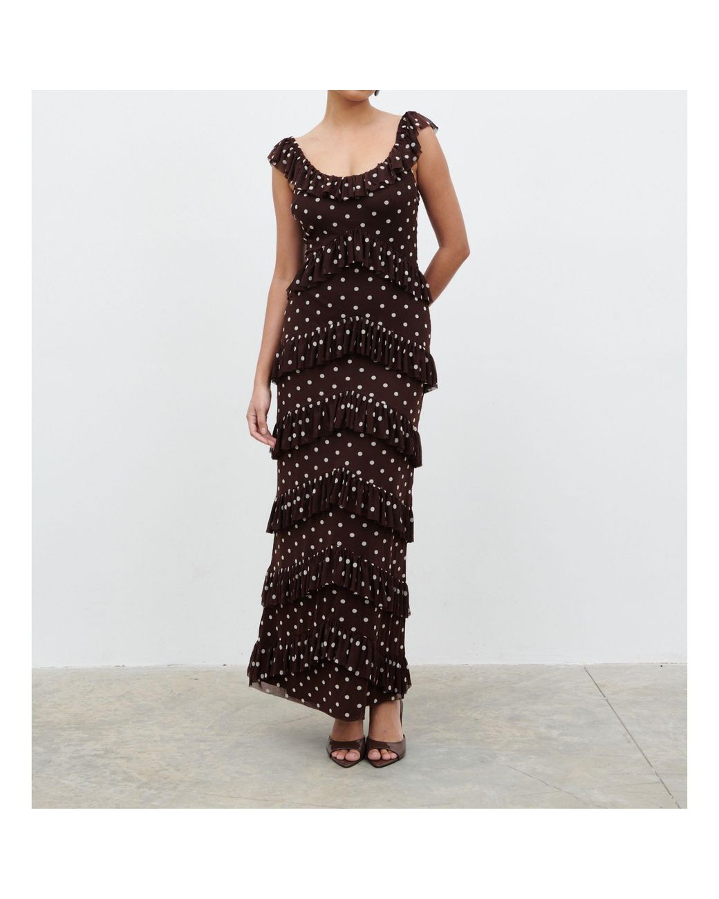 Pretty Lavish Black Cecile Ruffle Mesh Maxi Dress