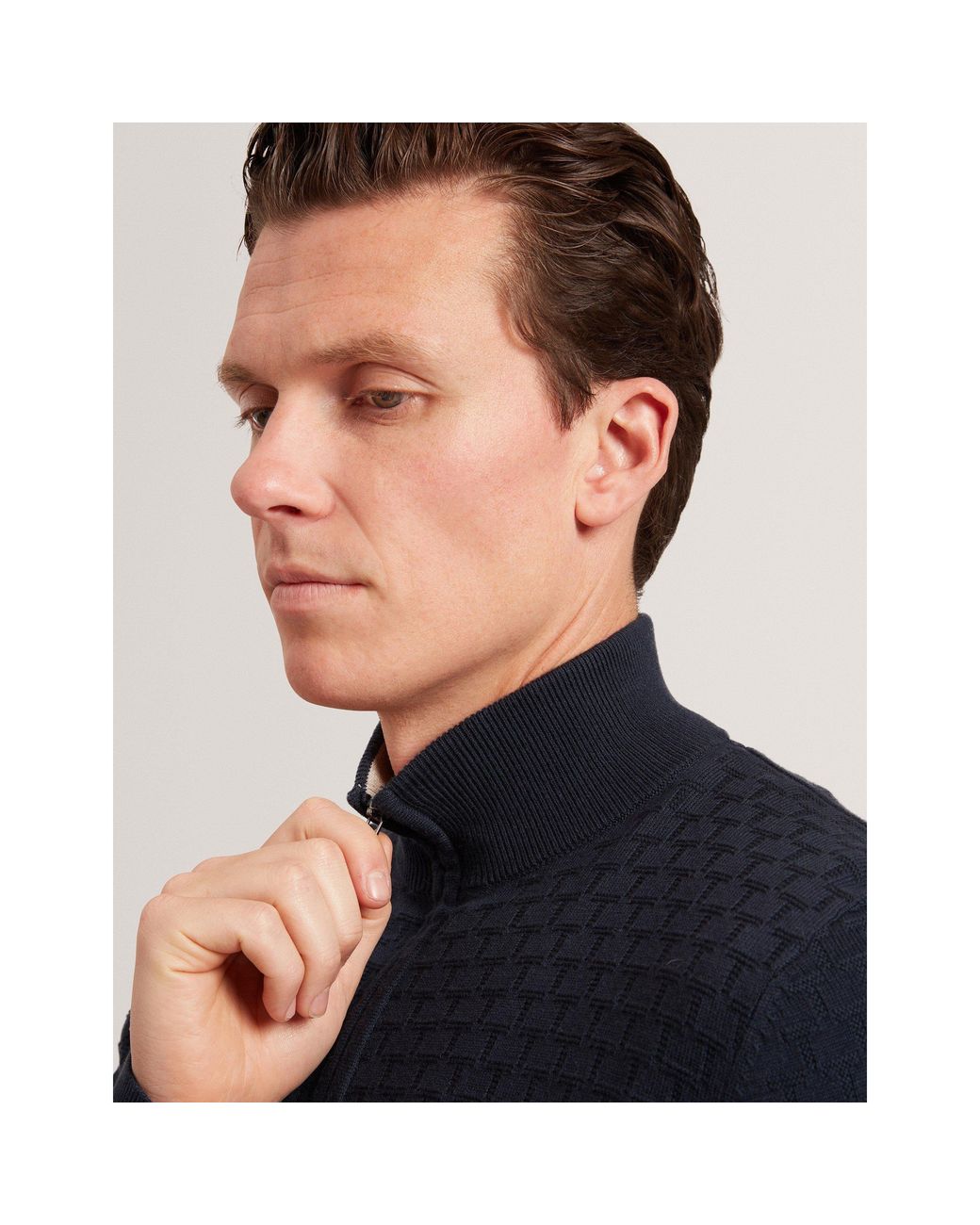 Ted Baker Blue Stitch Half Zip Knitted Top for men