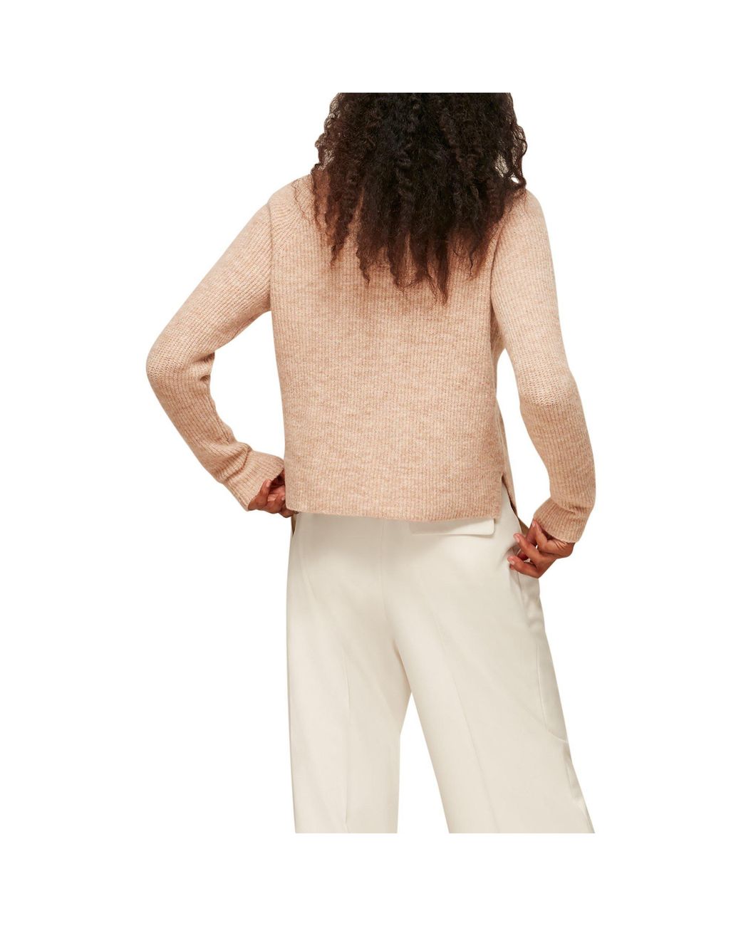 Whistles Natural Rib Textured Wool Mix Cardigan