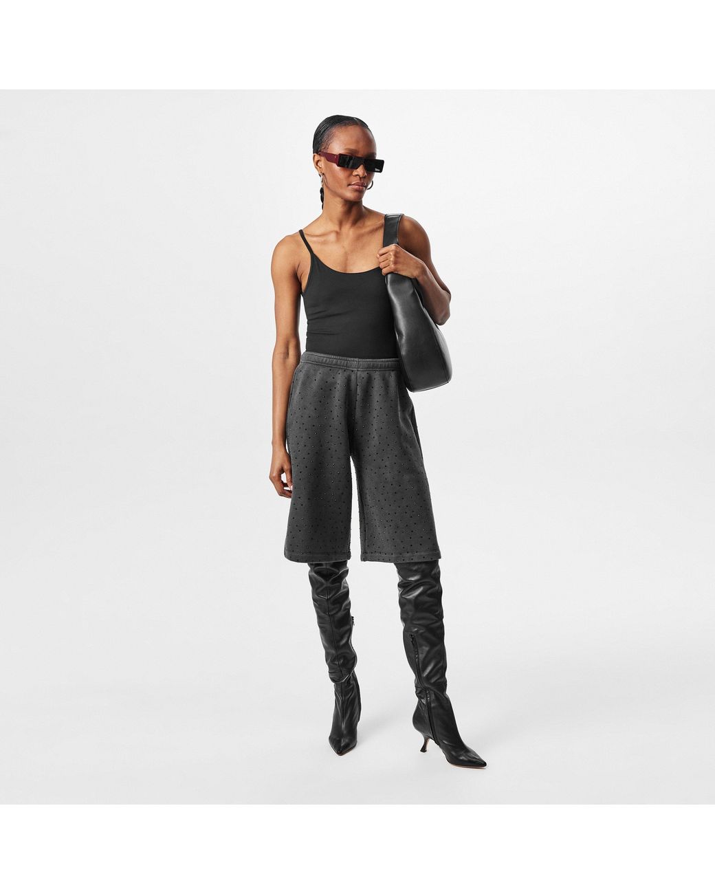 Represent Black Built-In Bra Four-Way Stretch Crop Top