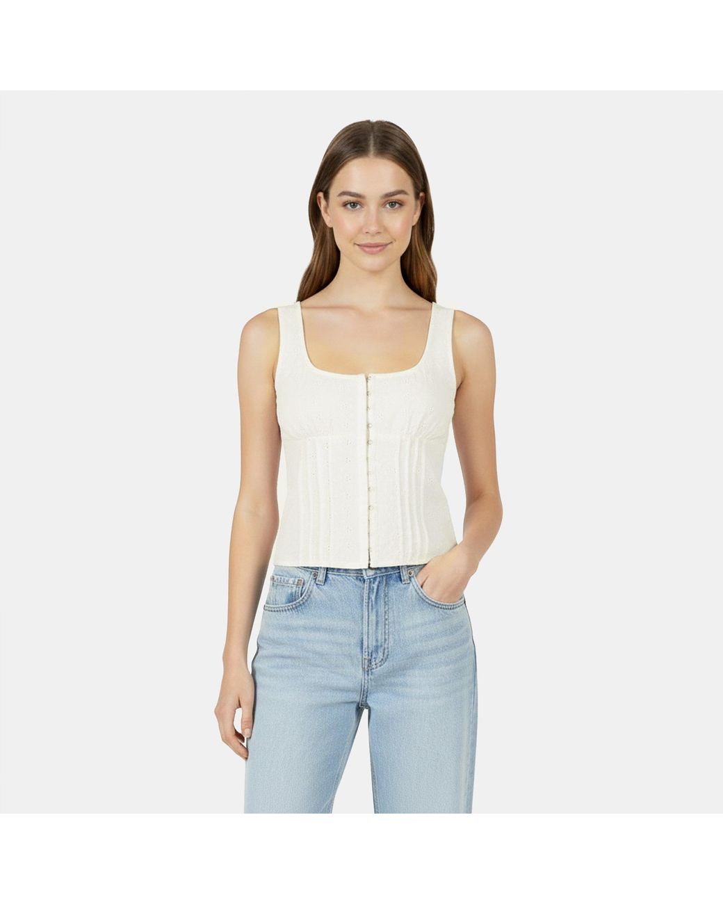 Jack Wills White Broderie Corset Top