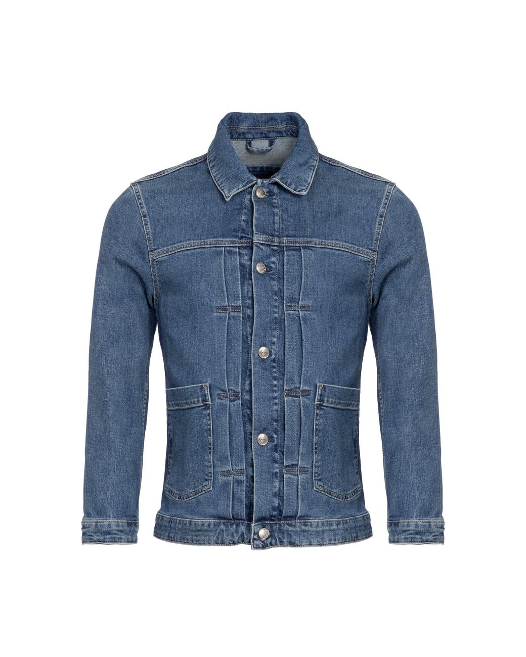 Eden Park Blue Denim Cotton Button Front Patch Pocket Jacket for men