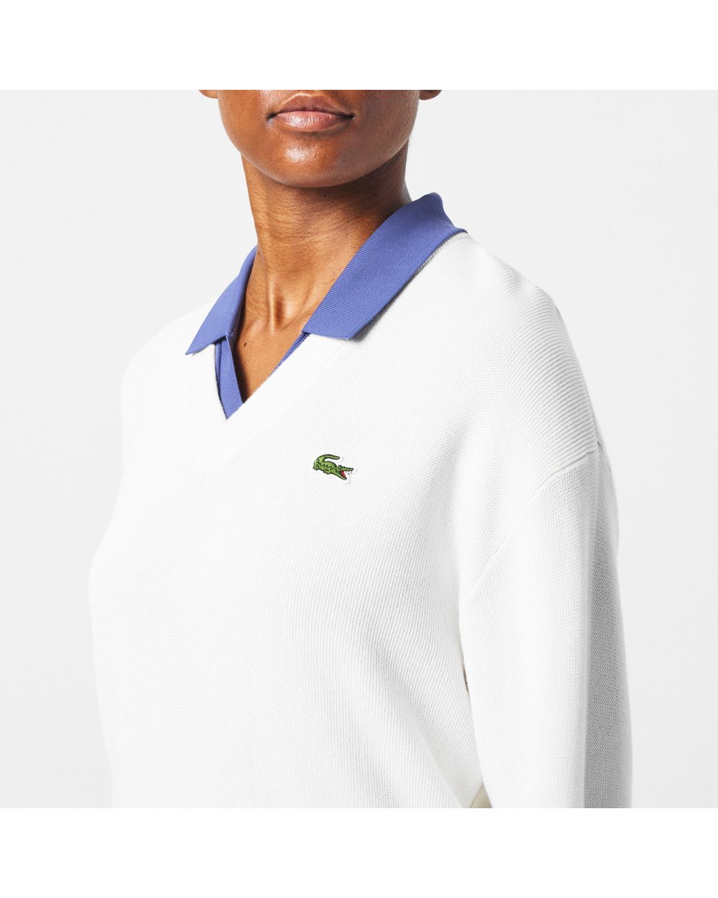 Lacoste White V-Neck Knitted Sweater Vest