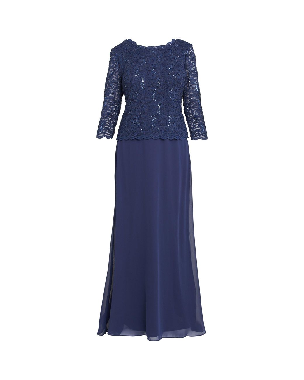 Gina Bacconi Blue Virginia Maxi Lace Dress & Chiffon Skirt