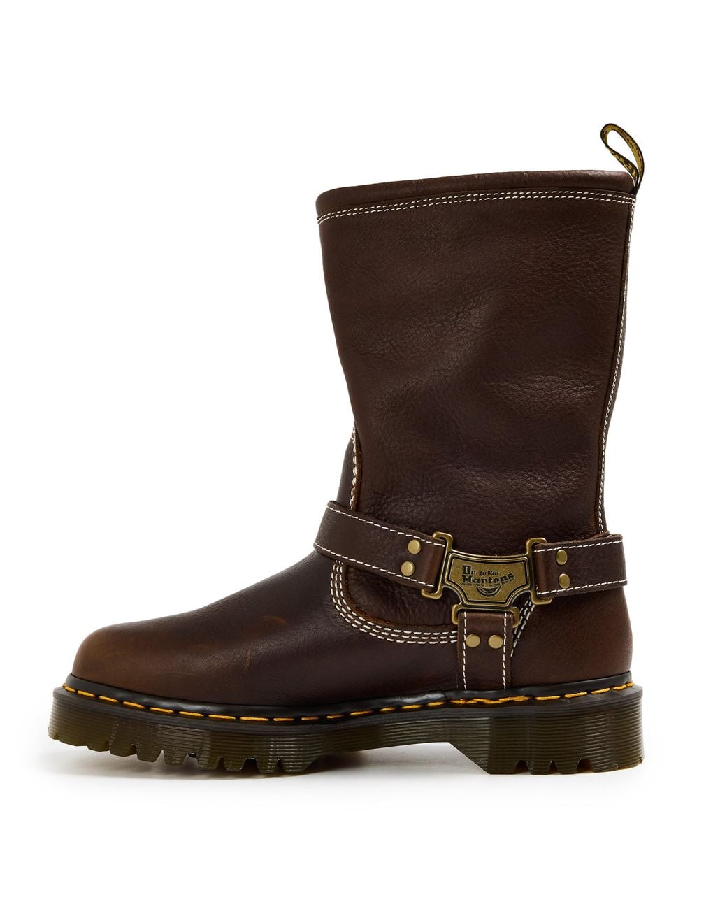 Dr. Martens Brown Anistone Tall Leather Biker Boots