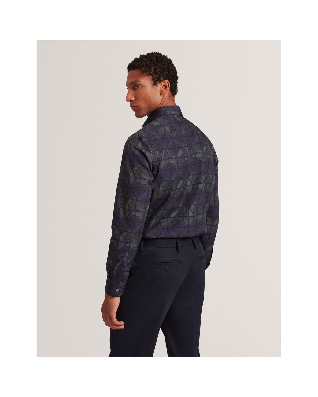 Ted Baker Blue Long-Sleeve Floral Patterned Shirt for men