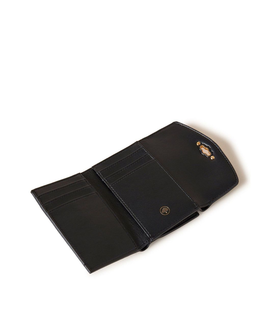 Mulberry Black Darley Folded Multi-Card Wallet Small Classic Grain