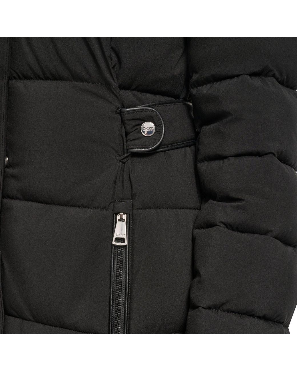 DKNY Black Longline Long Puffer Jacket