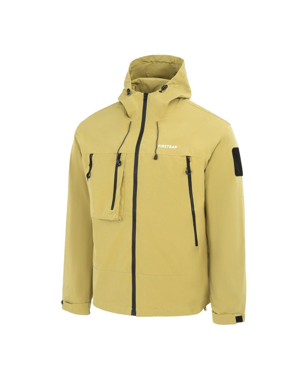 Firetrap Yellow Windproof Hooded Long Sleeve Windbreaker for men