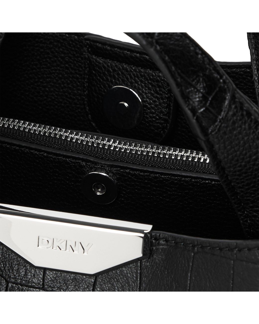 DKNY Black Willa Mini Satchel Embossed Faux Leather Tote Bag
