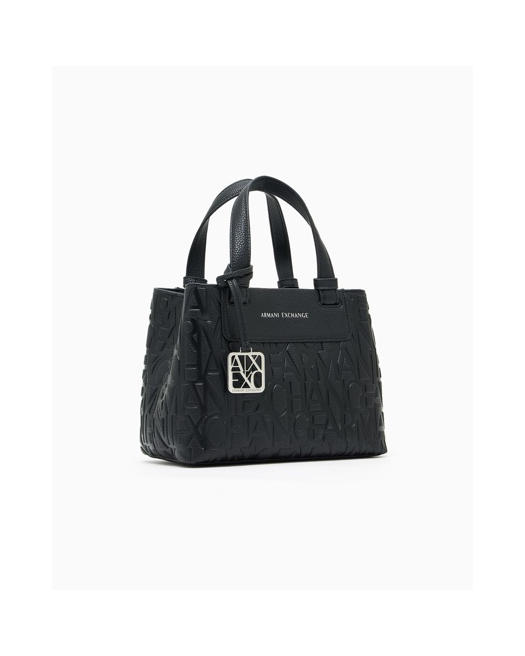 ARMANI EXCHANGE Black Liz Small Faux Leather Tote Bag