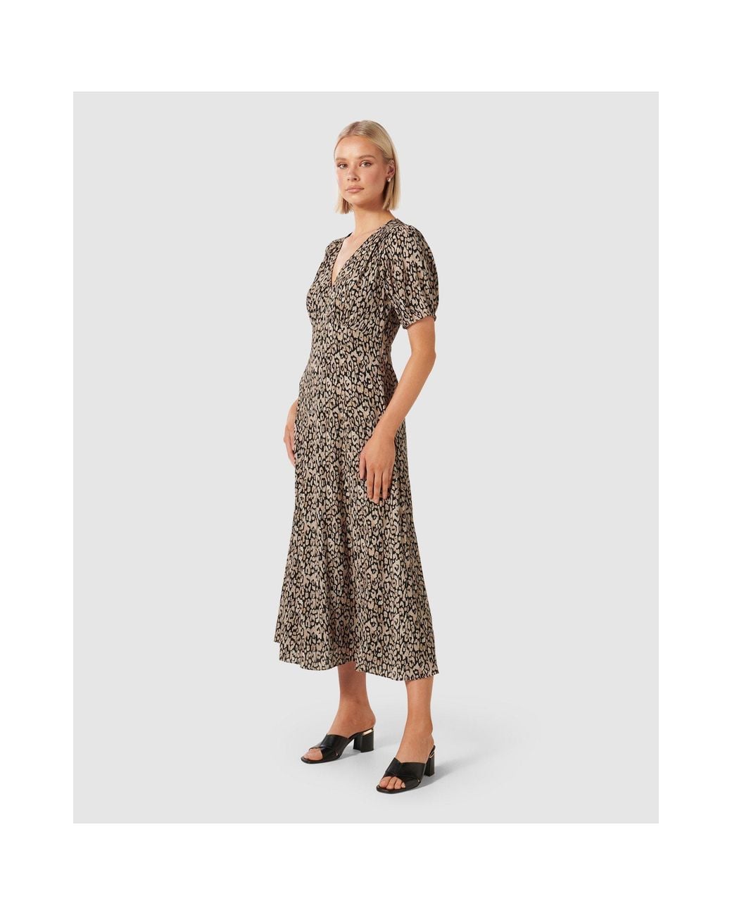 Forever New Brown Valda Casa Midi Dress