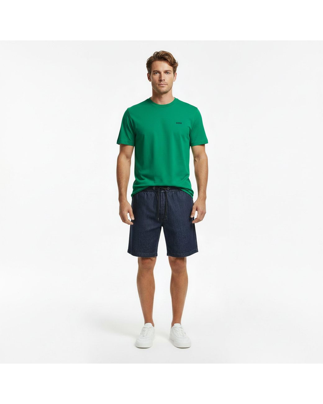 Boss Green T-Shirt With Logo Design Stretch Cotton for men