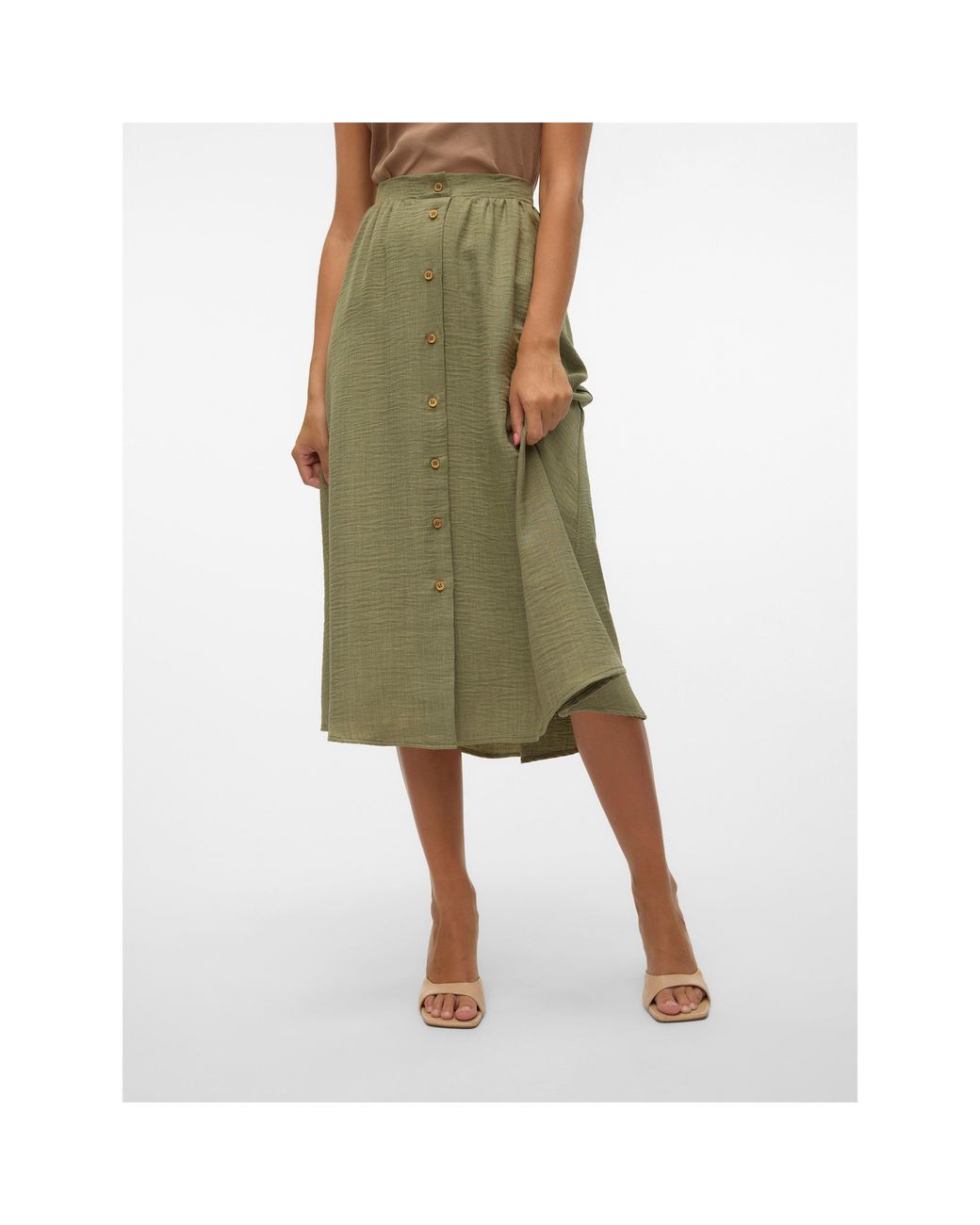 Vero Moda Green Laney Long Midi Skirt
