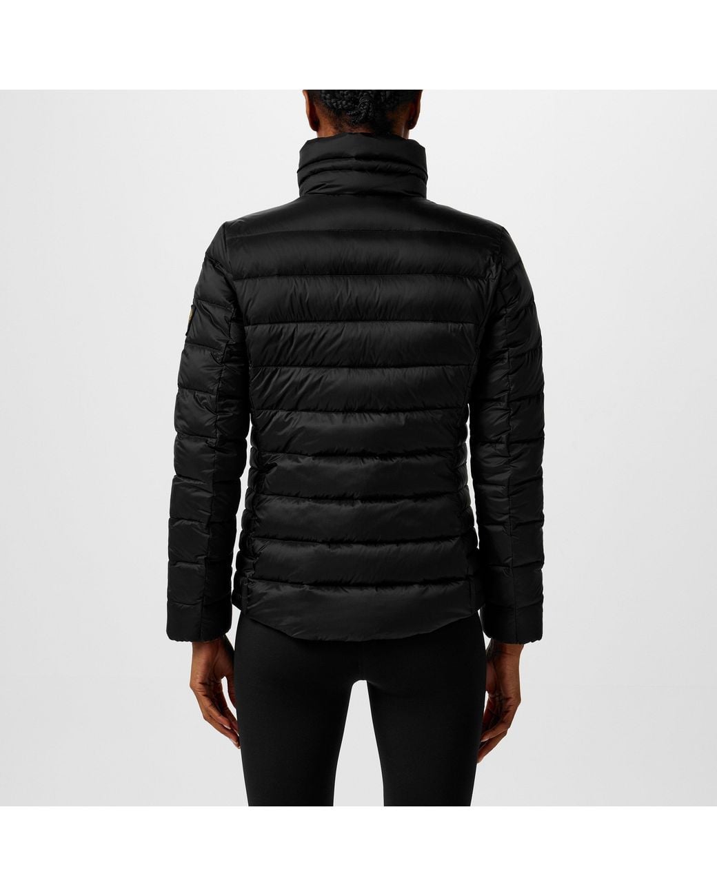 Belstaff Black Lift Water And Wind Resistant Long Sleeve Funnel Neck Short Puffer Jacket