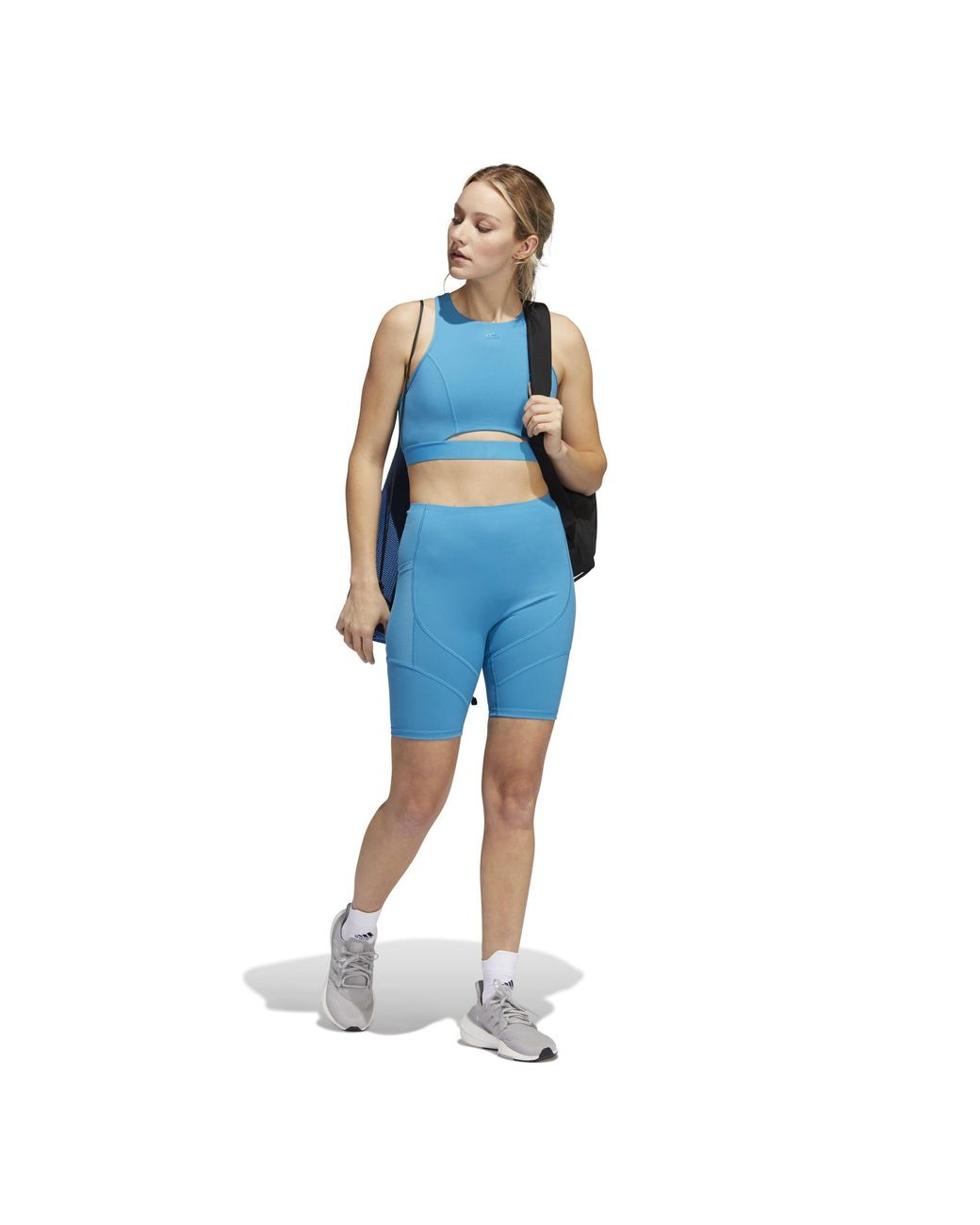 Adidas Blue Yoga Studio Pocket Short Tights