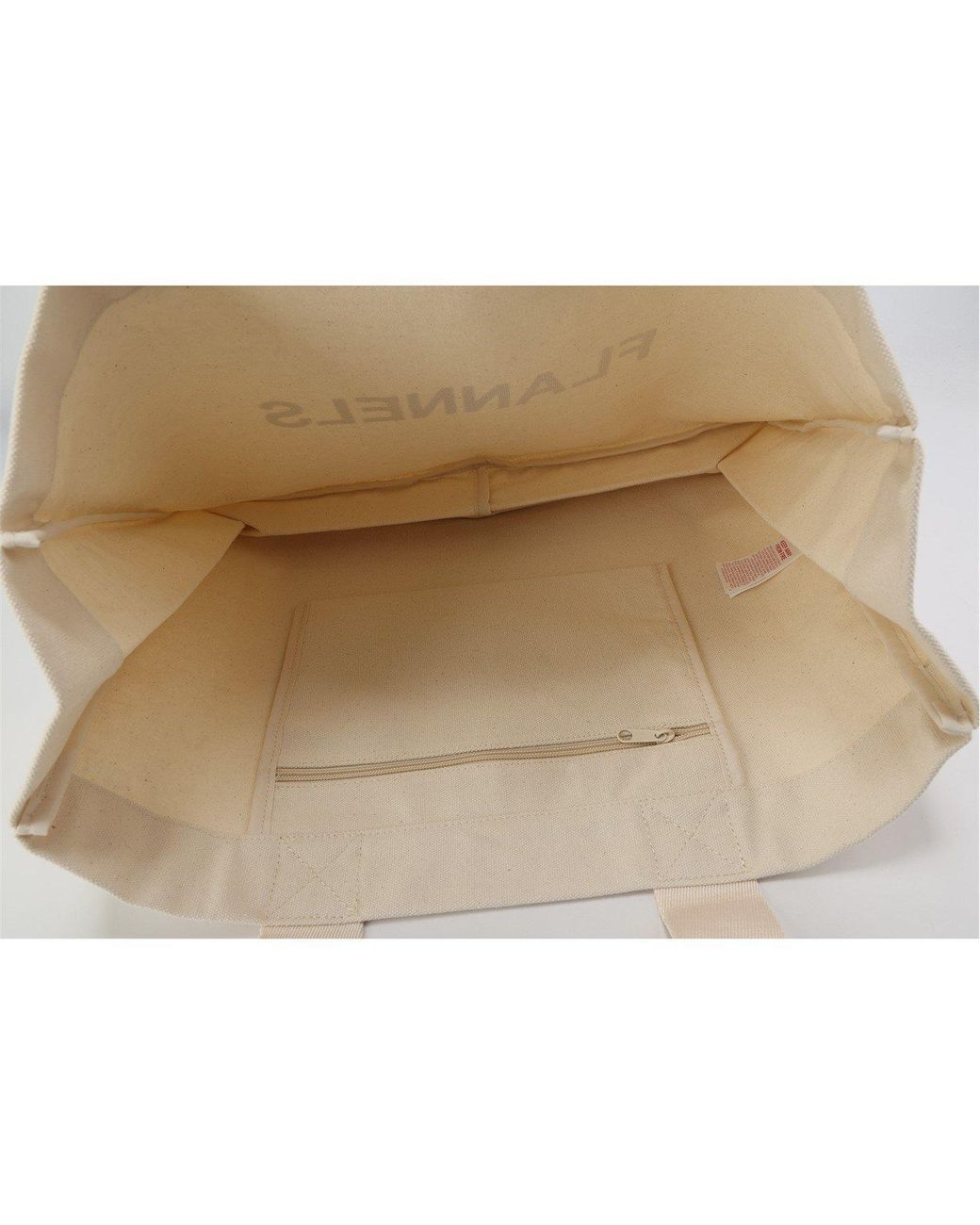 Flannels White Canvas Logo Tote Bag
