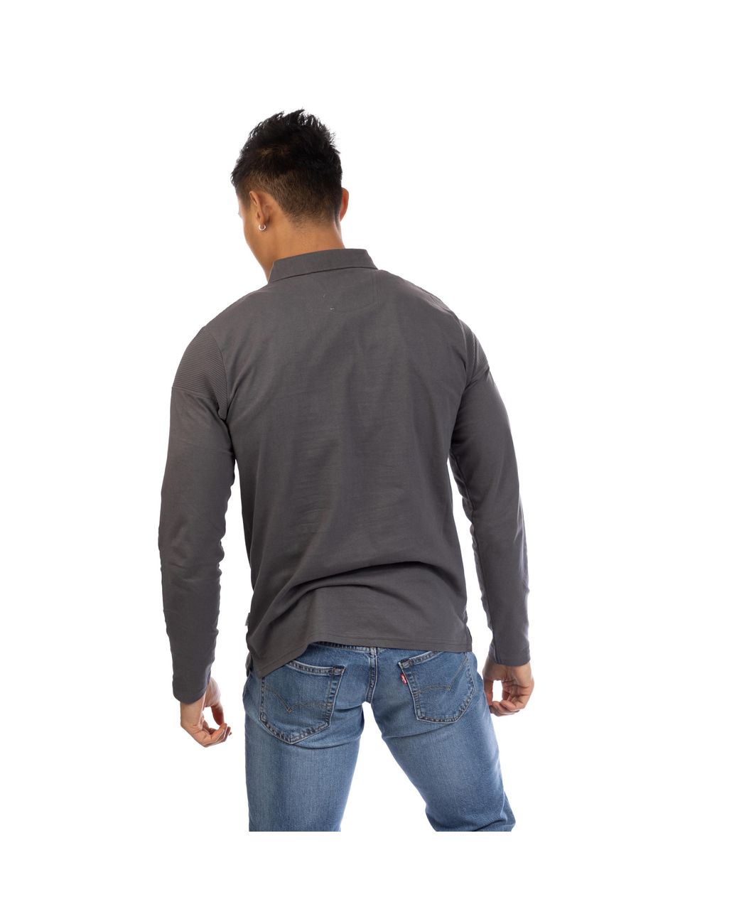 Peter Werth Gray W Chessum Long Sleeve Polo Shirt for men
