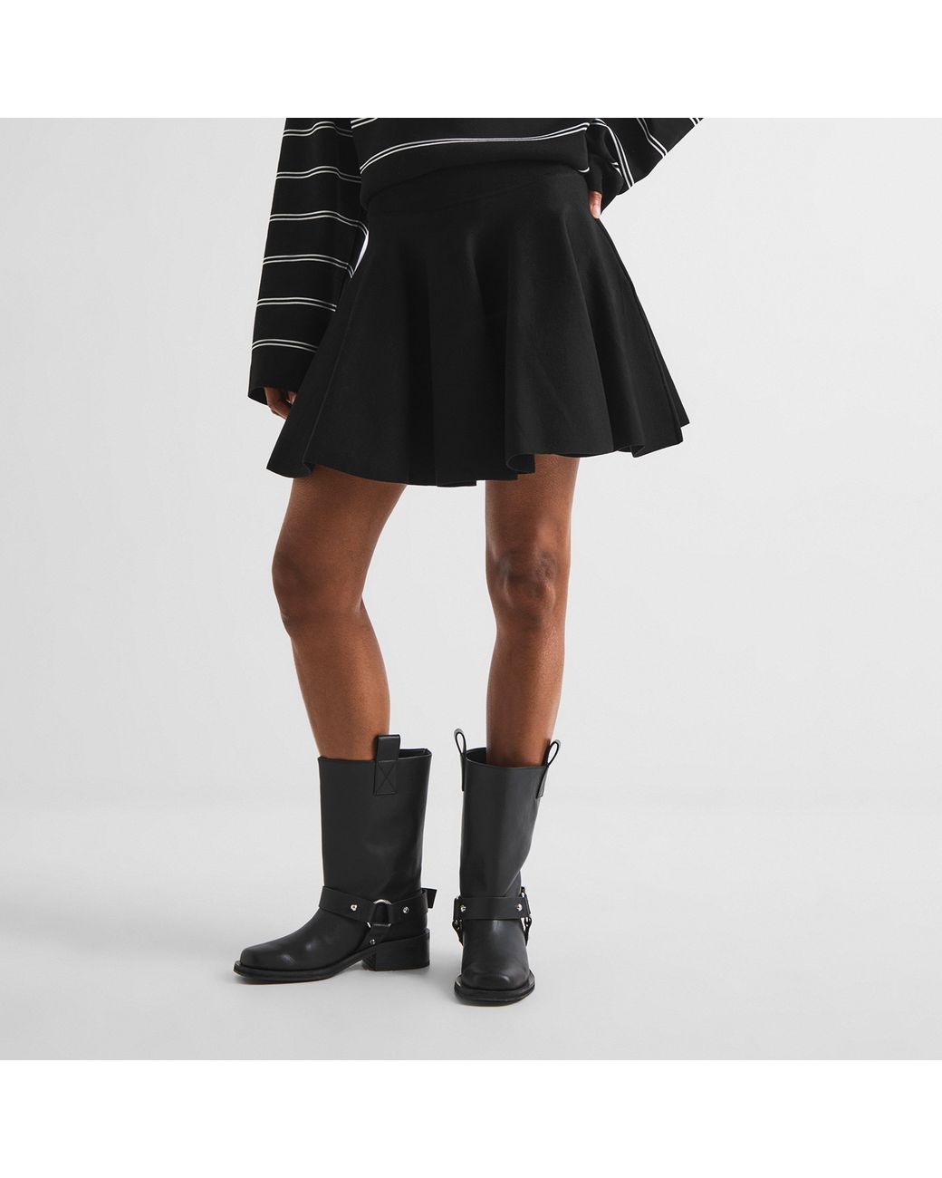 AMI Black Godet Viscose Mini Skirt