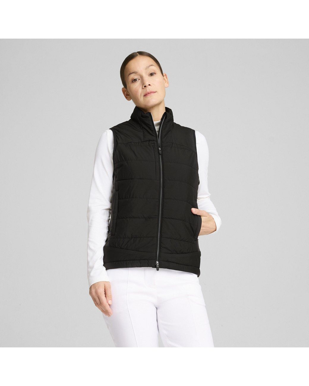 PUMA Black Kyley Quilted Long Sleeve Performance Polo Shirt
