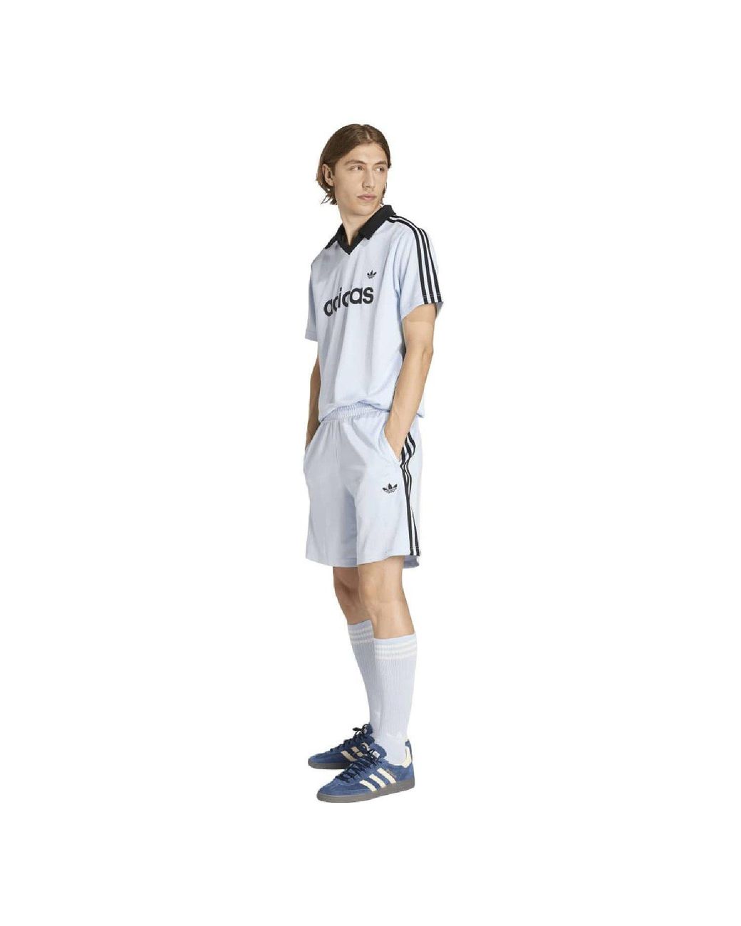 Adidas Originals Blue 3- Stripes Loose Engineered Shorts for men
