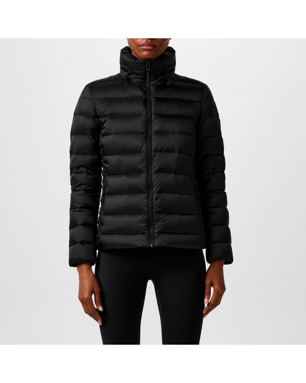 Belstaff Black Lift Water And Wind Resistant Long Sleeve Funnel Neck Short Puffer Jacket