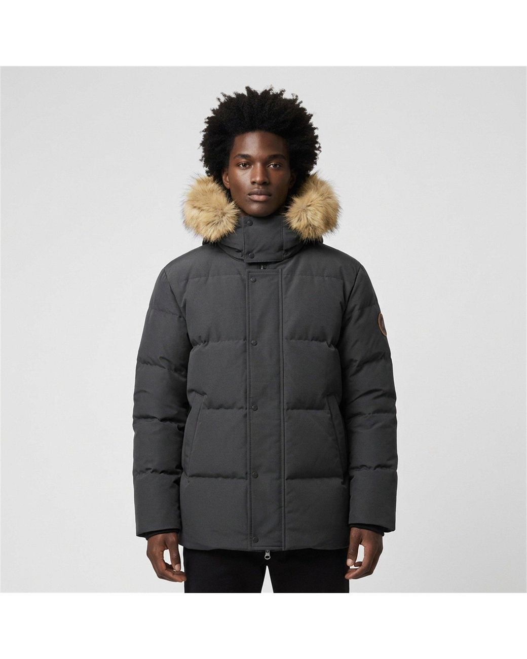 ARCTIC ARMY Black Muskox Waterproof Baffle Stitching Detachable Hood Parka for men