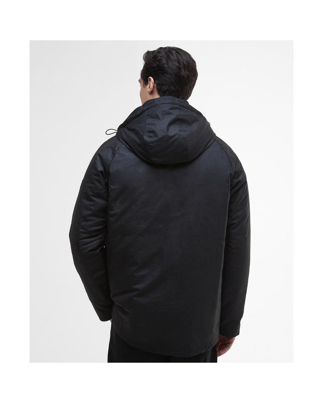 Barbour Black Oakdale Hooded Long Sleeve 4 Pockets Full Zip Wax Jacket for men