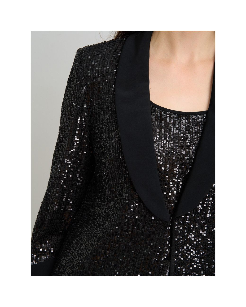 Gina Bacconi Black Jette Sequin Three Piece Trouser Suit