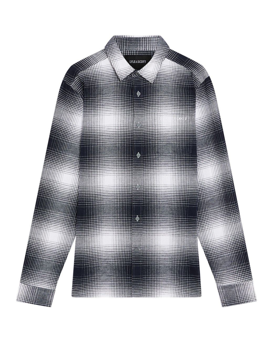 Lyle & Scott Blue Flannel Long Sleeve Patterned Shirt for men