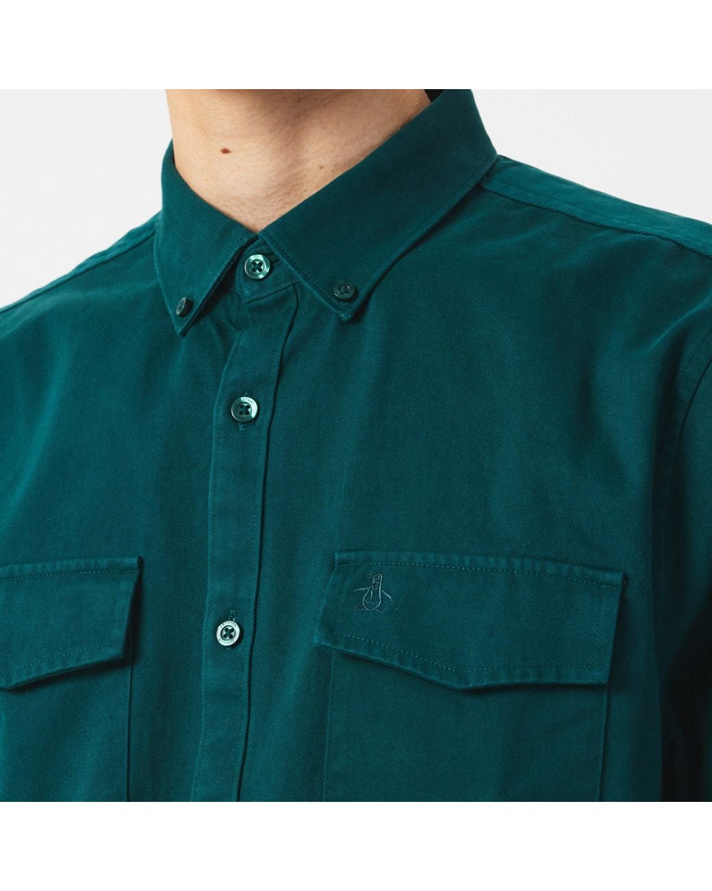 Original Penguin Green Long Sleeve Twill Overshirt for men