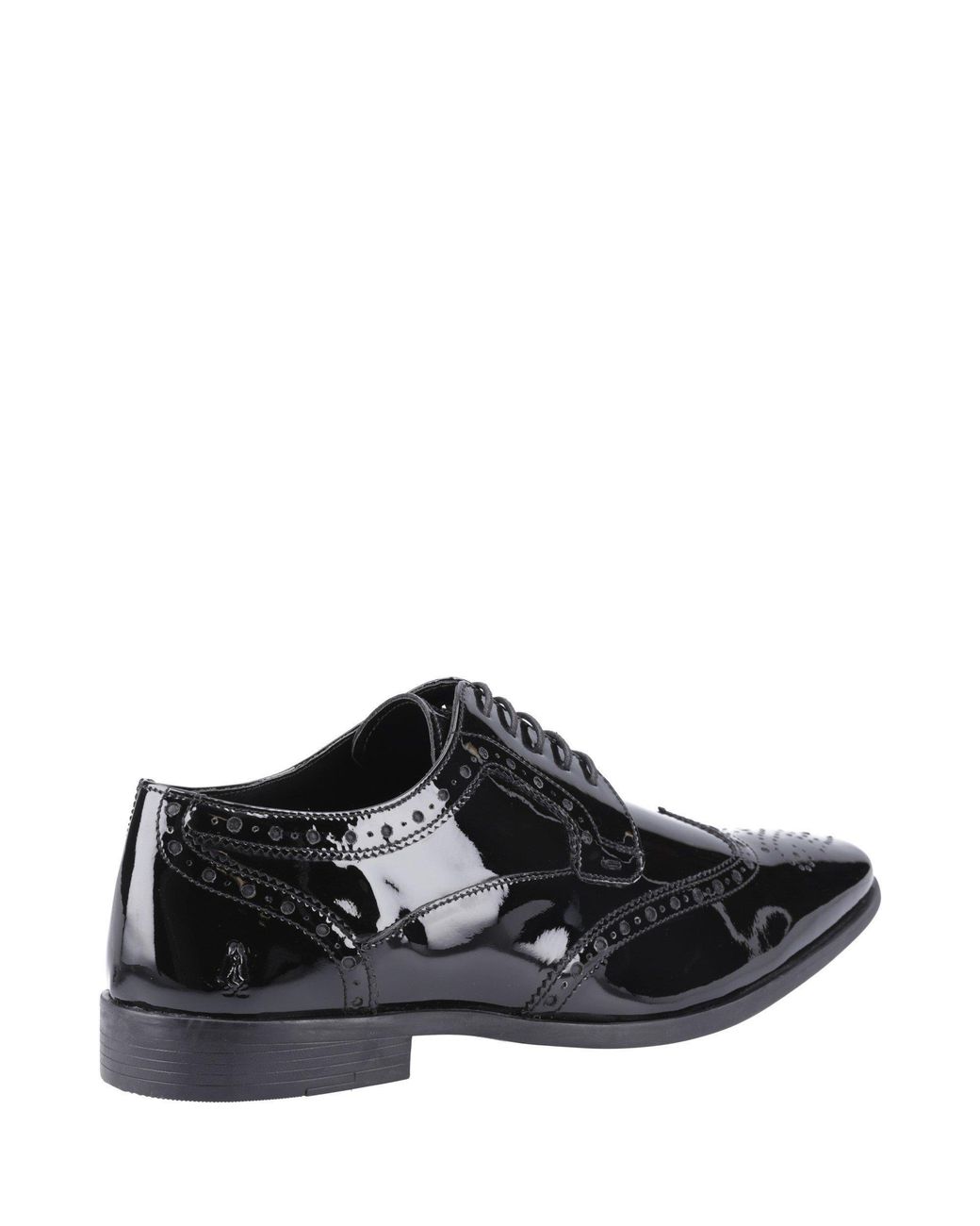 Hush Puppies Black Elliot Brogue Patent for men