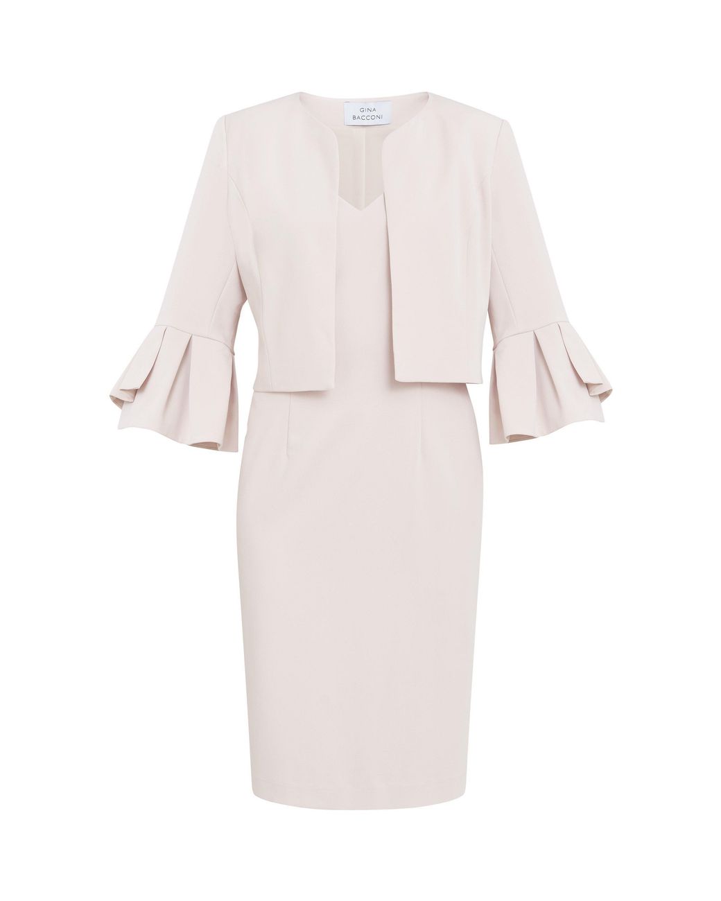 Gina Bacconi White Melissa Crepe Dress And Jacket