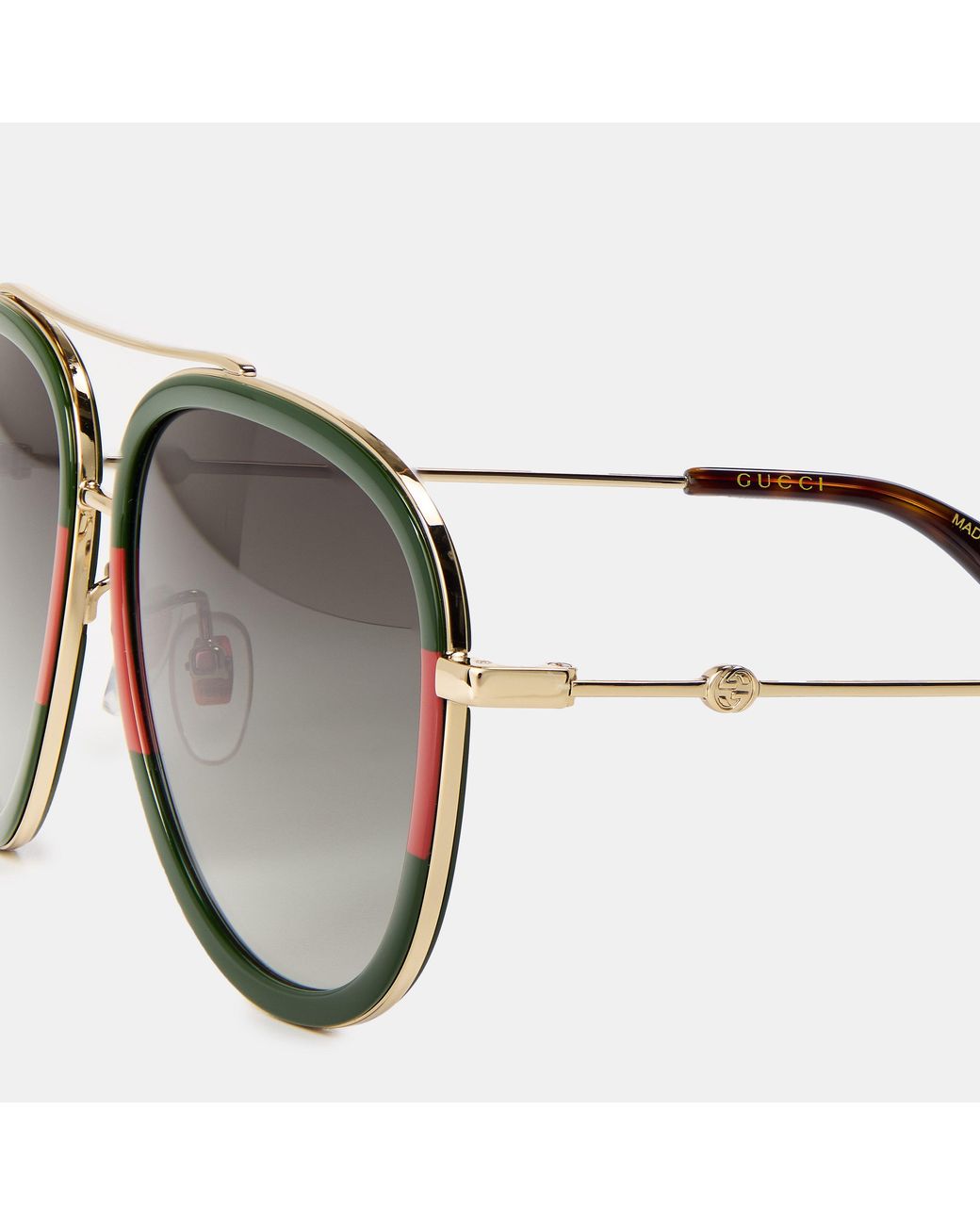 Gucci Gray Striped Aviator Metal Sunglasses for men