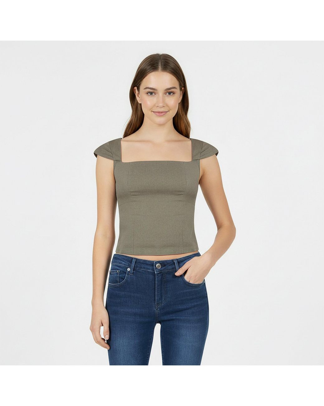 Jack Wills Gray Cap Sleeve Blouse