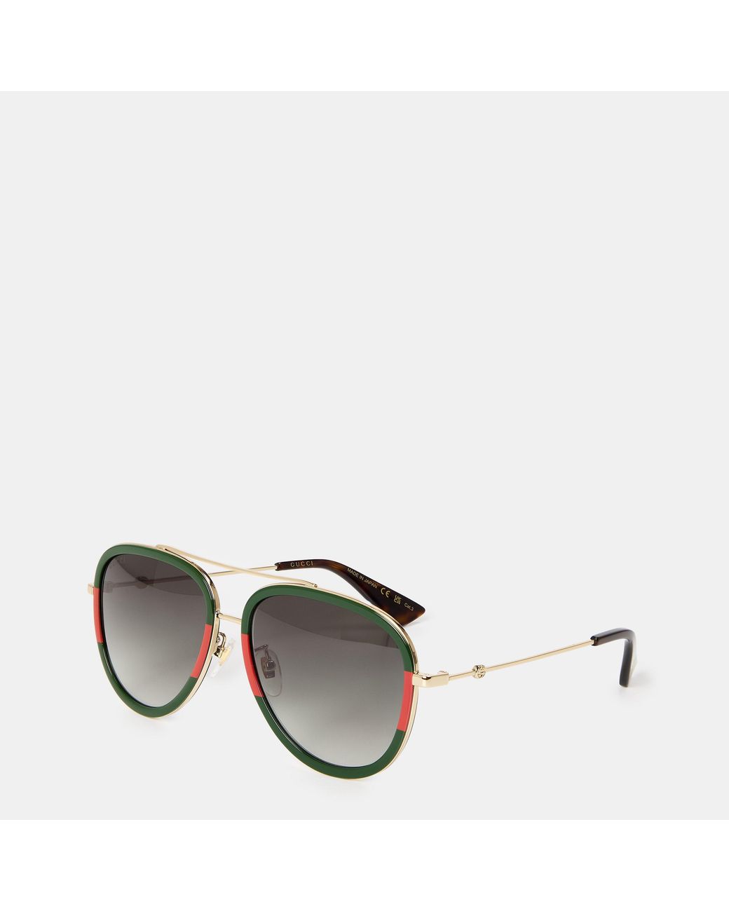 Gucci Gray Striped Aviator Metal Sunglasses for men
