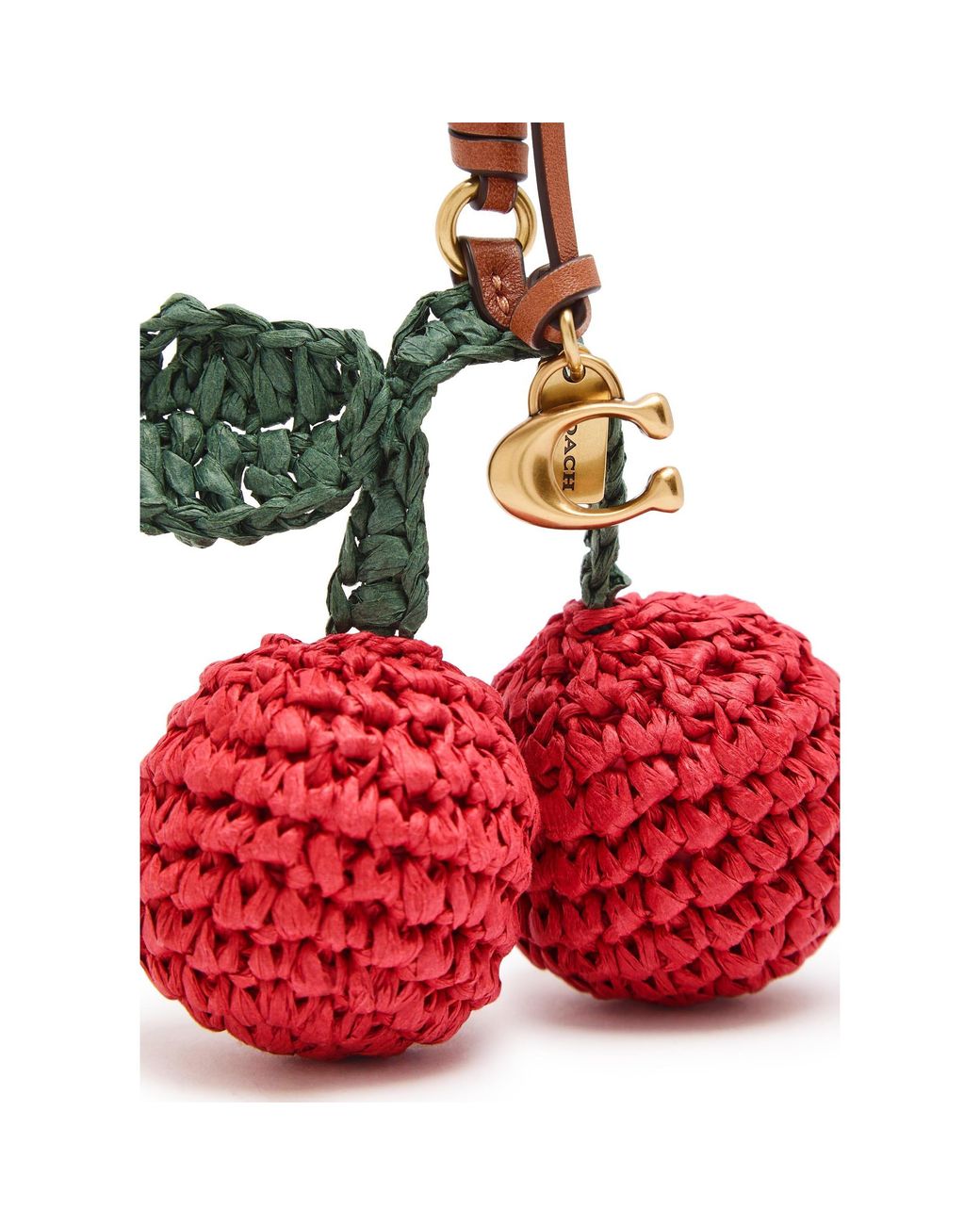 COACH Red Straw Cherries Bag Charm
