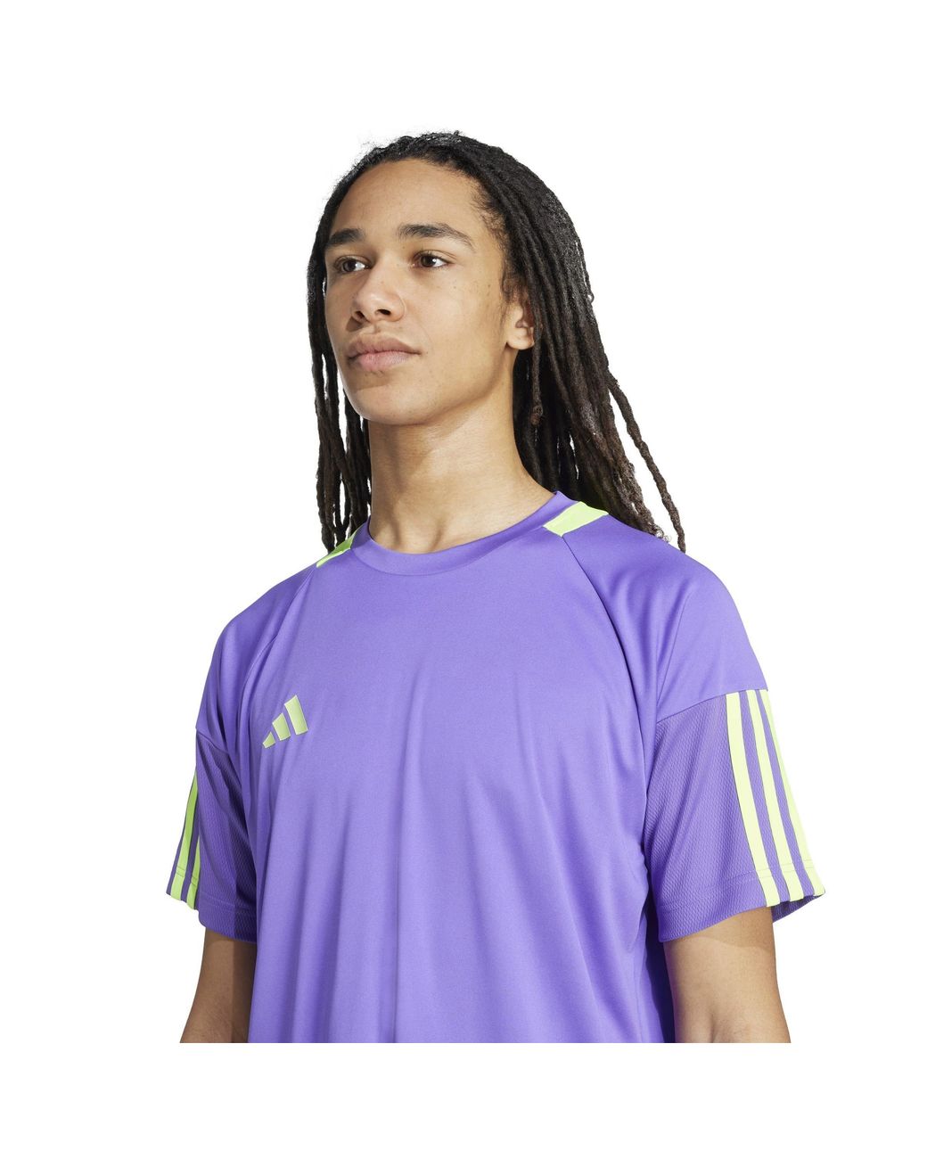 Adidas Purple Classic 3 Stripe Sereno T-Shirt for men